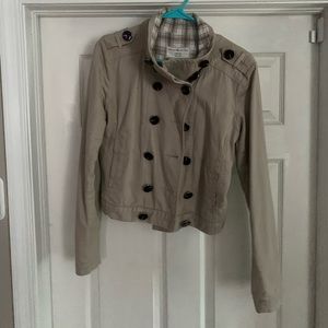 Tan bomber jacket button up. Size medium